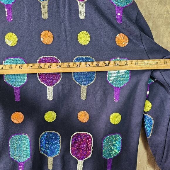 Queen Of Sparkles Sweatshirt XL Pickleball Sequin AOP Sports Preppy Colorful - Picture 7 of 7